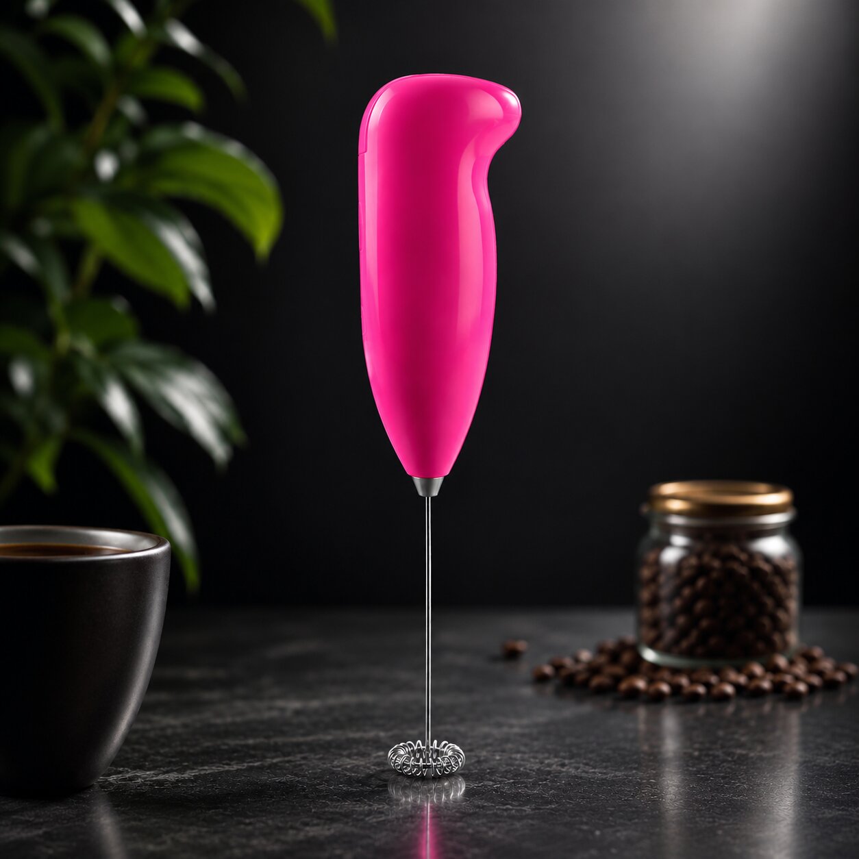 Portable Electric Handheld Milk Frother Coffee Foam Maker (Pink)