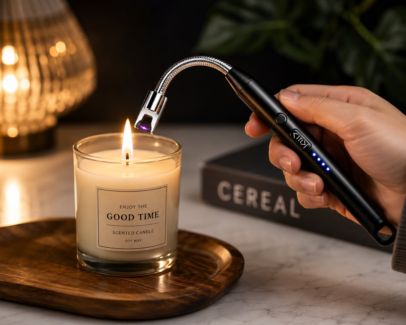 USB Rechargeable Electric Arc Candle Lighter with Flexible Neck – Black