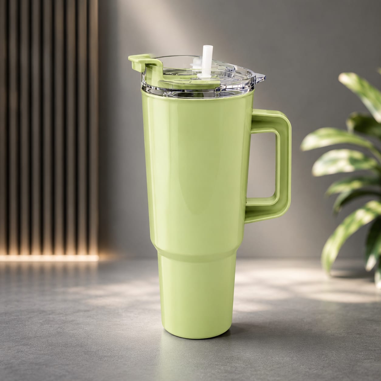 1800ML Large Capacity Travel Tumbler with Handle, Straw & Lid (GREEN)