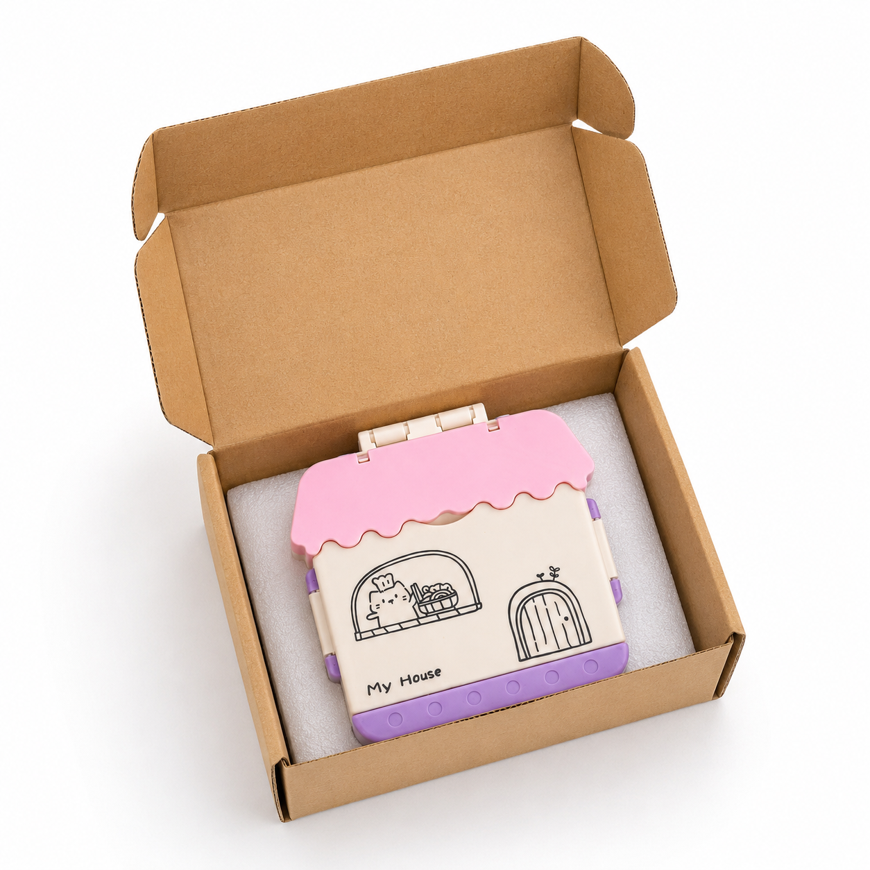 Cute House Shape Lunch Box for Kids | BPA Free Leakproof Tiffin Box image 2