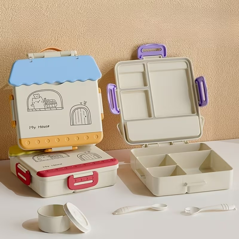Cute House Shape Lunch Box for Kids | BPA Free Leakproof Tiffin Box image 4