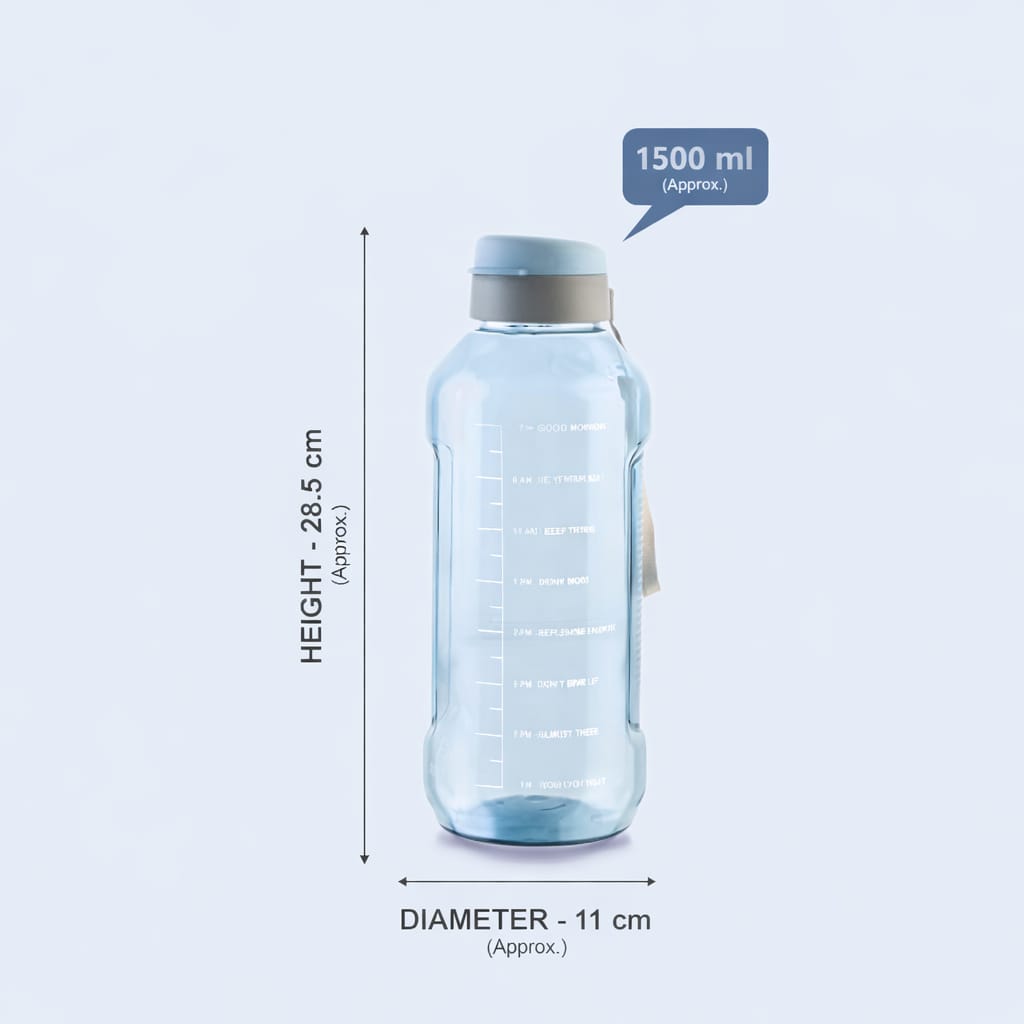 Motivational Time Marker Water Bottle with Carry Strap | BPA Free Leakproof Reusable Drinking Bottle image 3