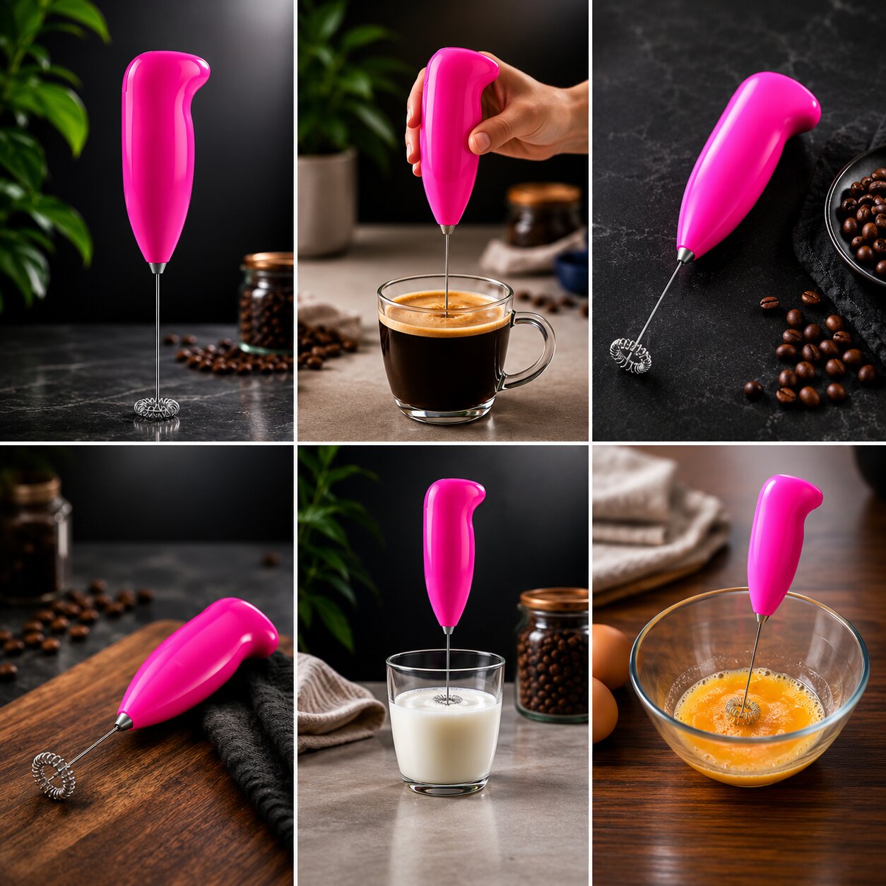 Portable Electric Handheld Milk Frother Coffee Foam Maker (Pink) image 2
