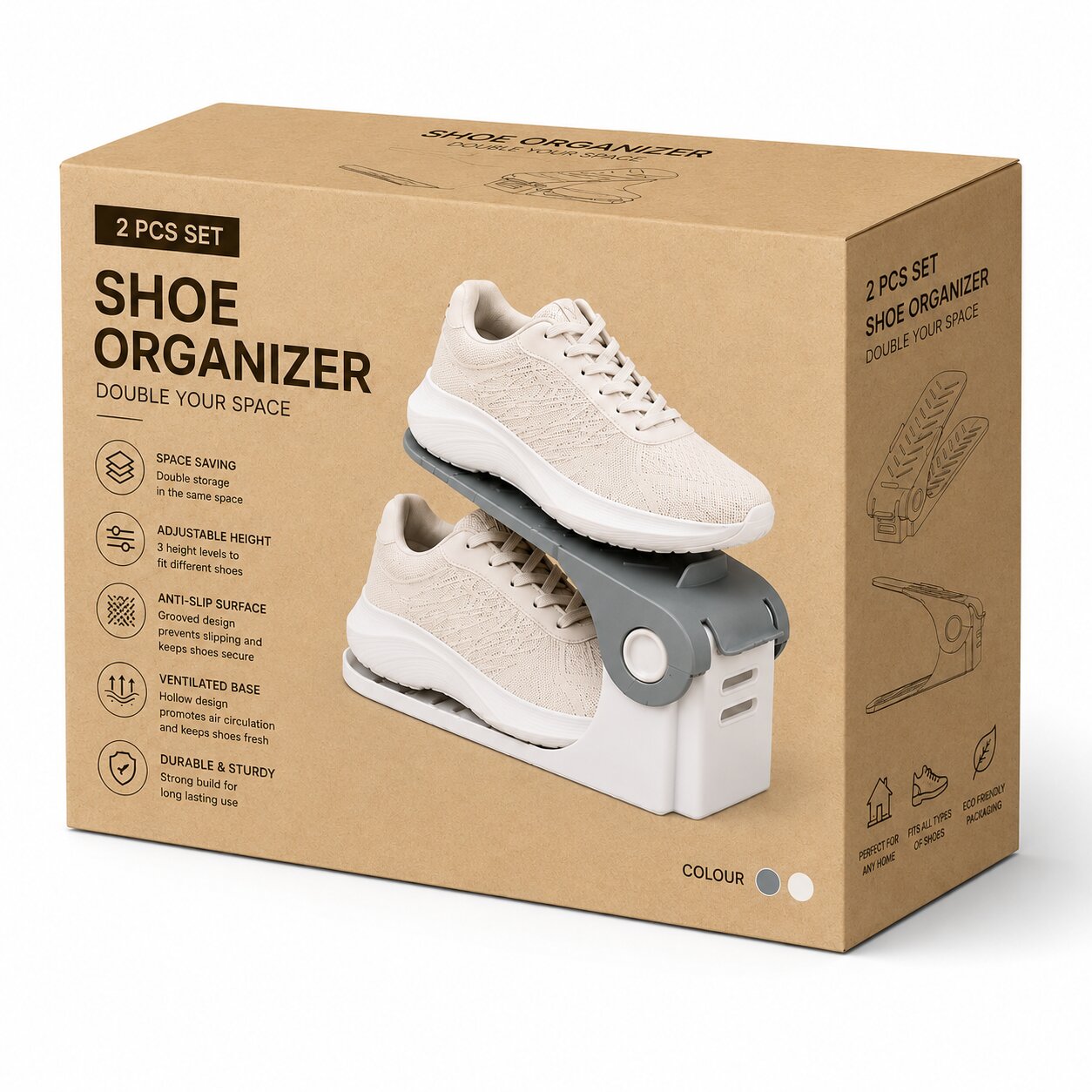 Adjustable Shoe Slot Organizer – Space Saving Shoe Rack (Pack of 2) image 3