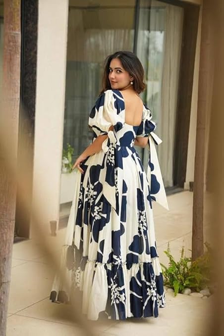 Women's Printed Puff Sleeve Maxi Dress image 2