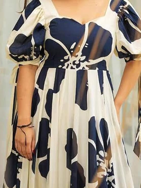 Women's Printed Puff Sleeve Maxi Dress image 4